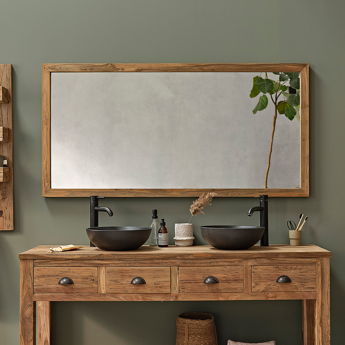 AUSTIN - Espejo rectangular de teca maciza reciclada de 160x80 cm