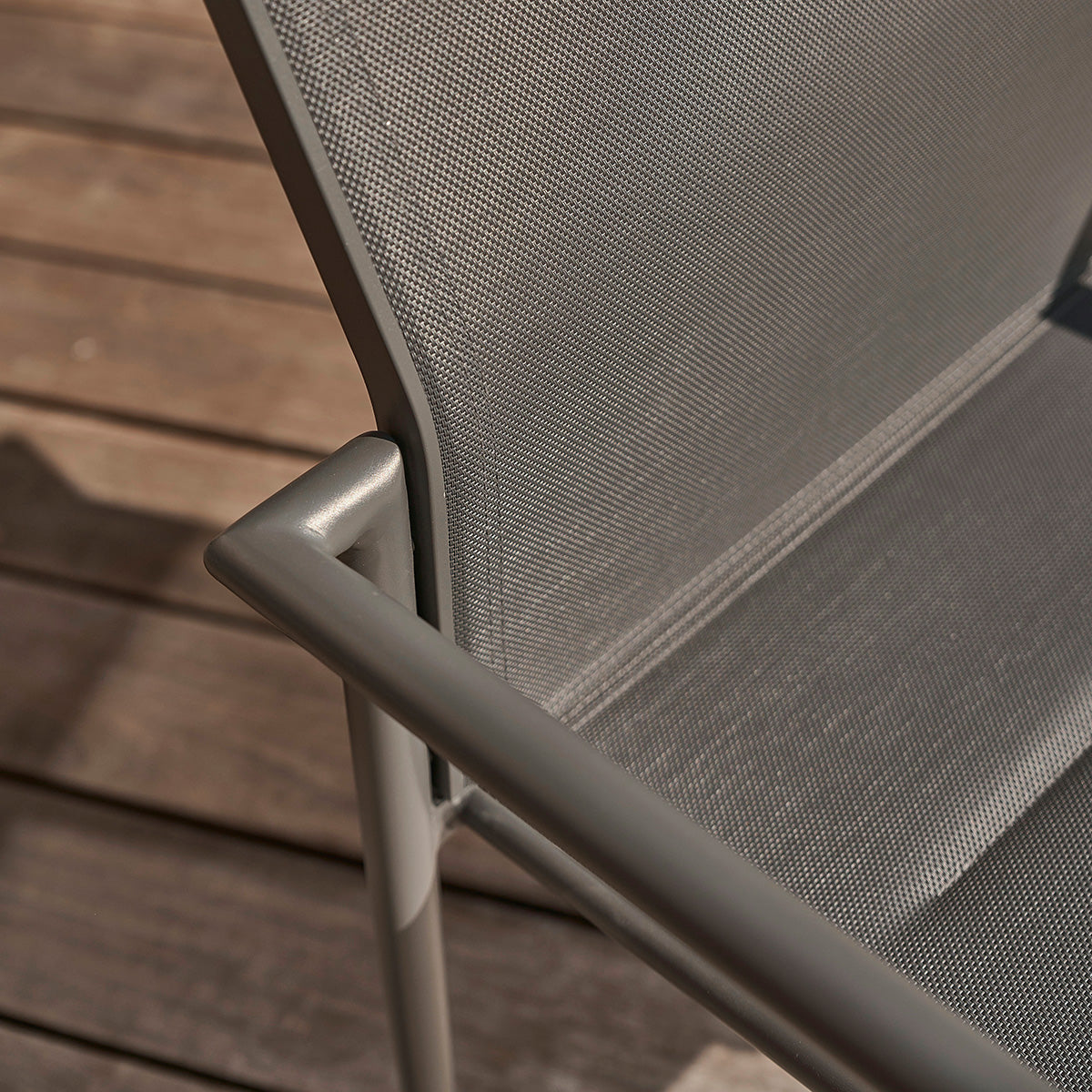 LAGON - Sillón de aluminio y textileno gris (lote de 2)
