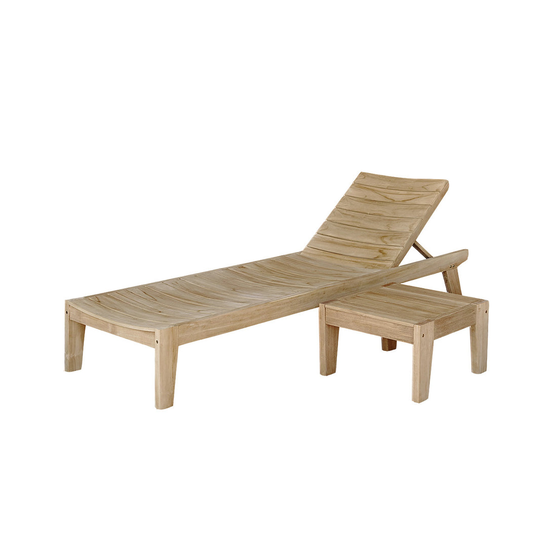 JAYA - Conjunto de tumbona y mesa baja de teca maciza